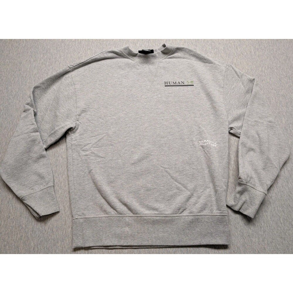 Human Nation Gray Humans Nutrition Face Sweater Size XXS Oversized